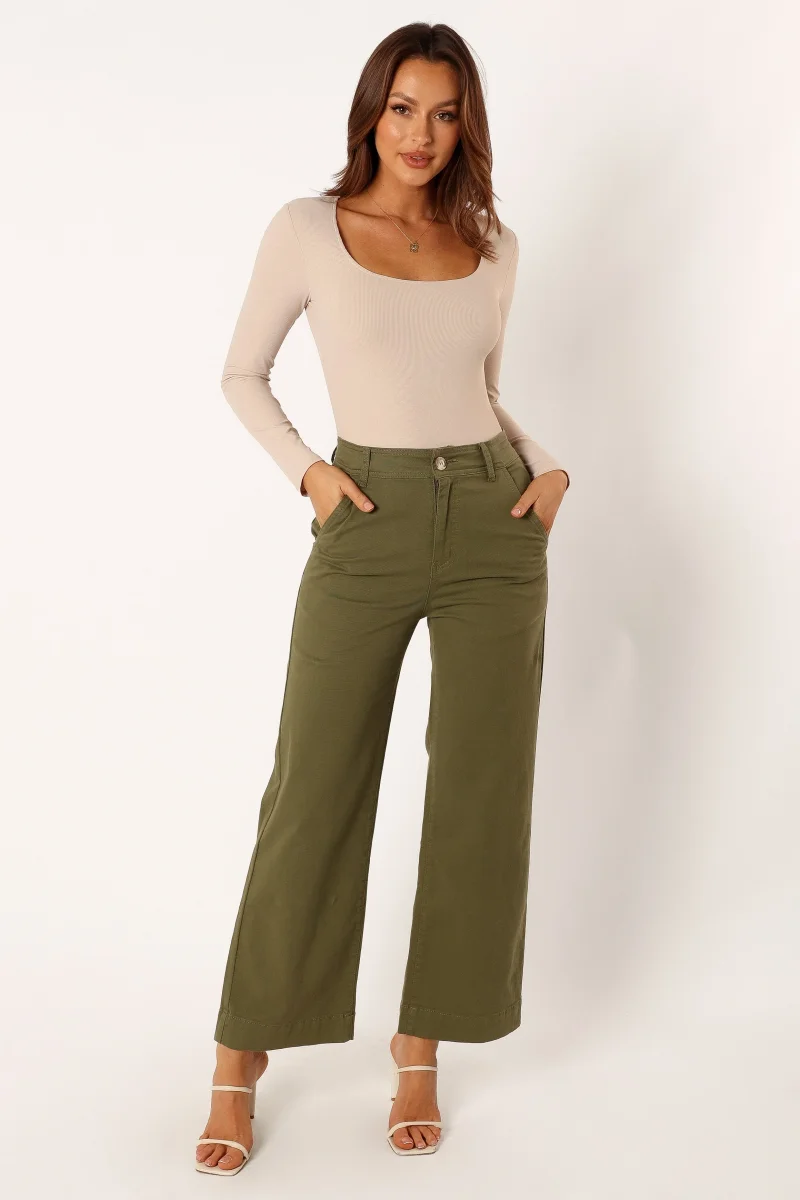 Georgia Wide Leg Pant – Dark Olive
