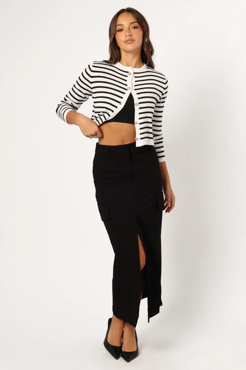 Siana Cargo Midi Skirt – Black