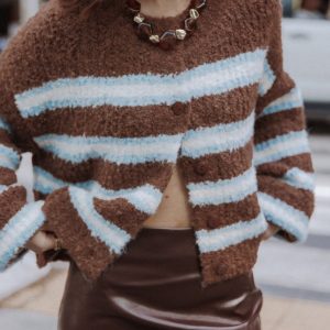 Albertine Cardigan - Brown Stripe