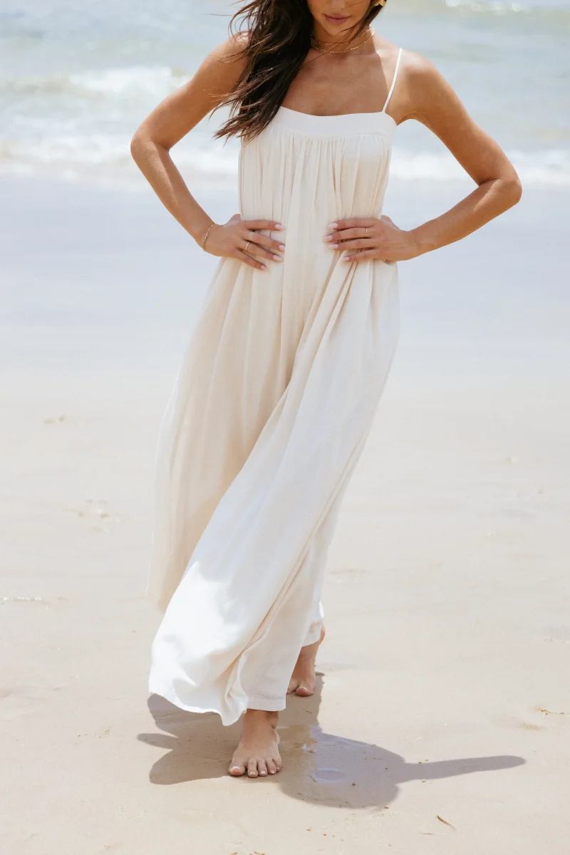 Abegail Flowy Jumpsuit – Cream