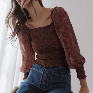 Alberta Top - Burgundy Paisley